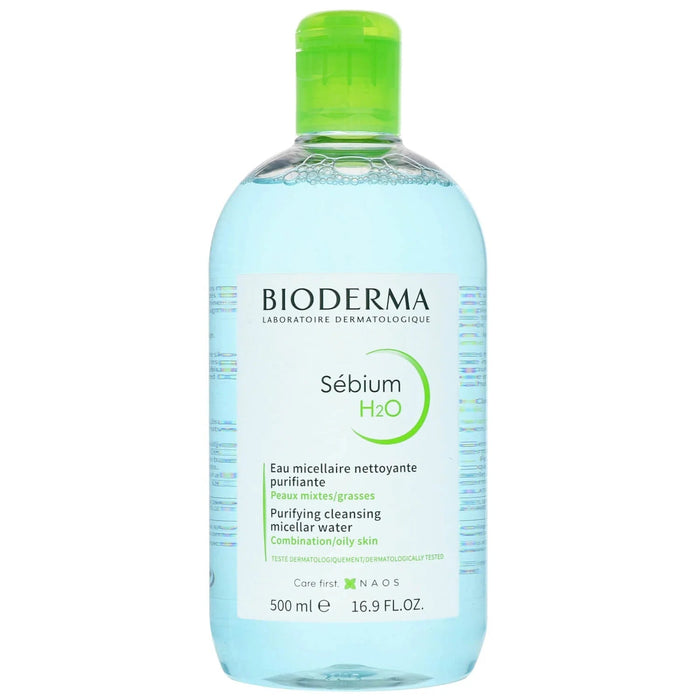 Bioderma Sébium H2O Purifying Micellar Water – Original Facial Cleanser for Oily & Combination Skin, 500ml | بيوديرما سيبيوم ماء ميسيلار مطهر – الأصلي لتنظيف البشرة الدهنية والمختلطة 500مل | KSA Delivery 1-3 Days