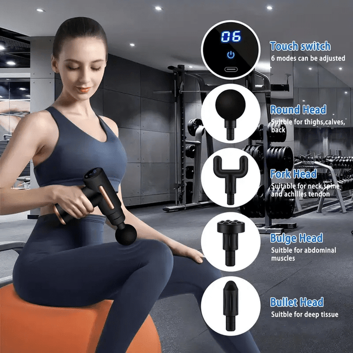 Cordless Massage Gun – Rechargeable Deep Tissue Muscle Massager | مسدس مساج لاسلكي – جهاز تدليك عضلي عميق قابل للشحن | Multi-Colors | KSA Delivery 1-3 Days